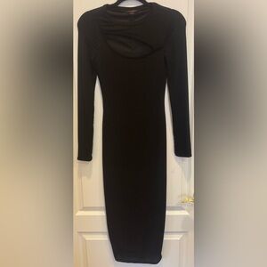 FIESTAR Black Long Sleeve Bodycon Maxi Cutout Chest Metallic Sheen Small